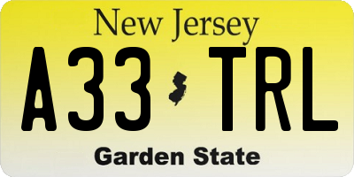 NJ license plate A33TRL