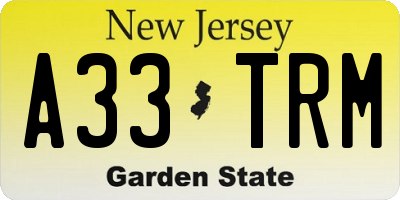 NJ license plate A33TRM