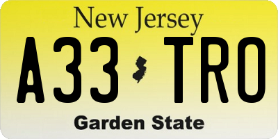 NJ license plate A33TRO