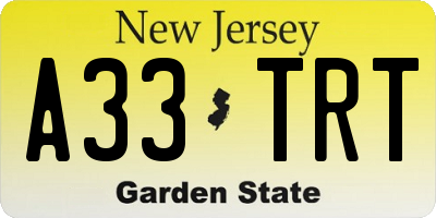 NJ license plate A33TRT