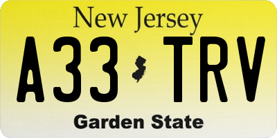 NJ license plate A33TRV
