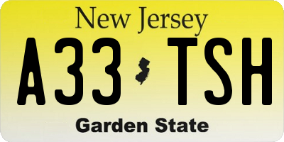 NJ license plate A33TSH