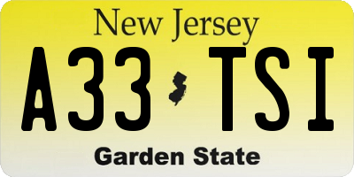 NJ license plate A33TSI