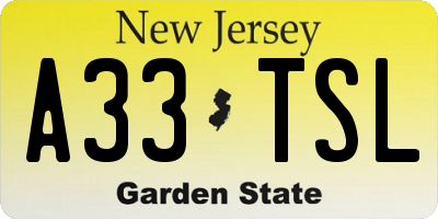 NJ license plate A33TSL