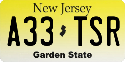 NJ license plate A33TSR