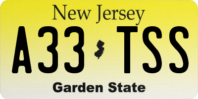 NJ license plate A33TSS