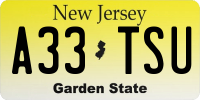 NJ license plate A33TSU