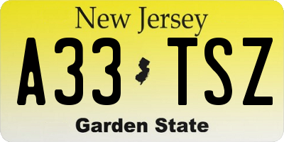 NJ license plate A33TSZ