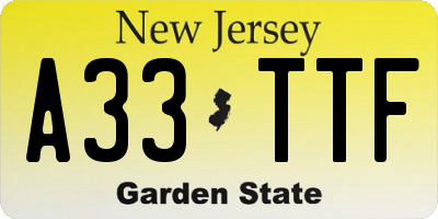 NJ license plate A33TTF