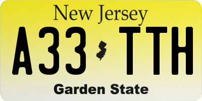 NJ license plate A33TTH