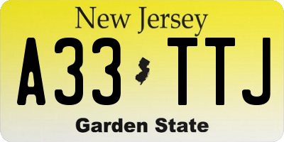 NJ license plate A33TTJ