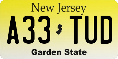 NJ license plate A33TUD