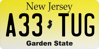 NJ license plate A33TUG