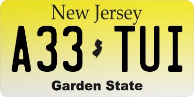 NJ license plate A33TUI