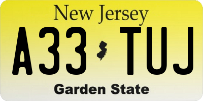 NJ license plate A33TUJ
