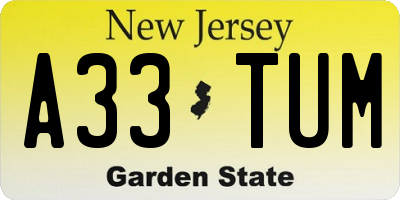 NJ license plate A33TUM