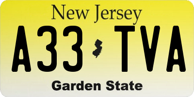 NJ license plate A33TVA