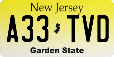 NJ license plate A33TVD