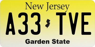 NJ license plate A33TVE