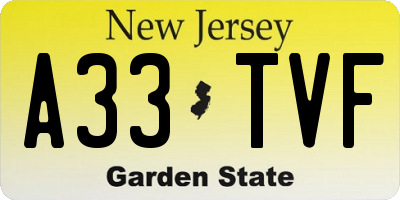 NJ license plate A33TVF