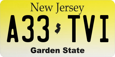 NJ license plate A33TVI