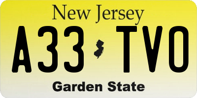 NJ license plate A33TVO