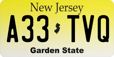 NJ license plate A33TVQ