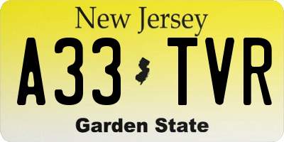 NJ license plate A33TVR