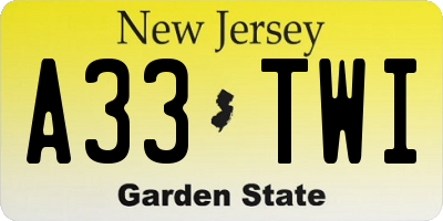 NJ license plate A33TWI