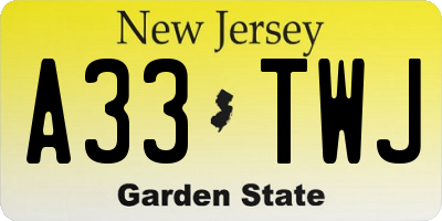 NJ license plate A33TWJ