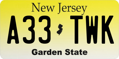 NJ license plate A33TWK