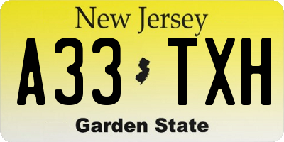 NJ license plate A33TXH