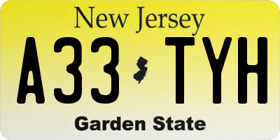 NJ license plate A33TYH