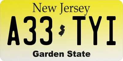 NJ license plate A33TYI