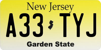 NJ license plate A33TYJ