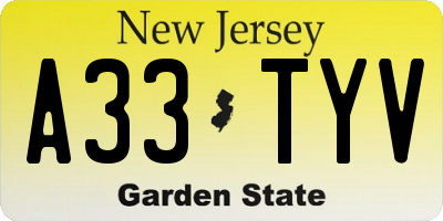 NJ license plate A33TYV