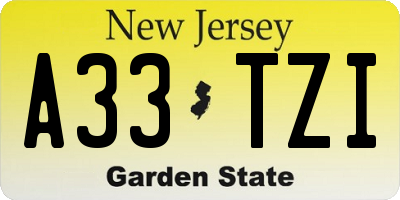 NJ license plate A33TZI