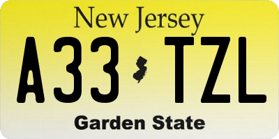NJ license plate A33TZL