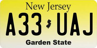 NJ license plate A33UAJ
