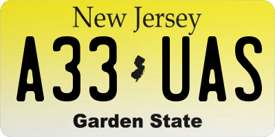 NJ license plate A33UAS