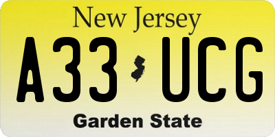 NJ license plate A33UCG
