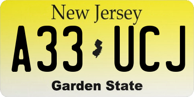 NJ license plate A33UCJ