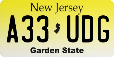 NJ license plate A33UDG