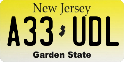 NJ license plate A33UDL