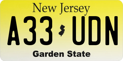 NJ license plate A33UDN