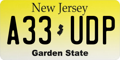NJ license plate A33UDP