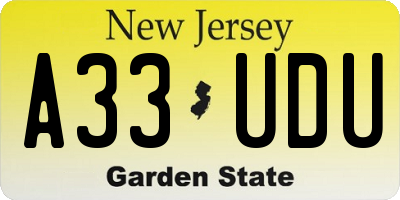 NJ license plate A33UDU