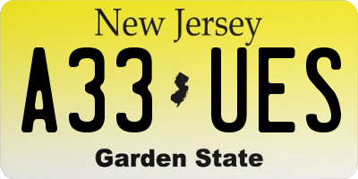 NJ license plate A33UES