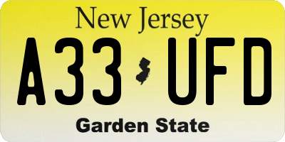 NJ license plate A33UFD