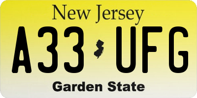 NJ license plate A33UFG